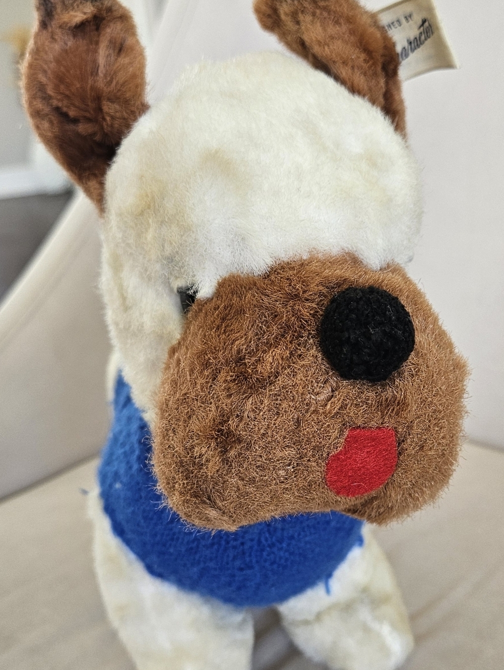 Vtg (1940-50) 12" Plush Puppy- Spud MacKenzie. Comes with Original Sweater.